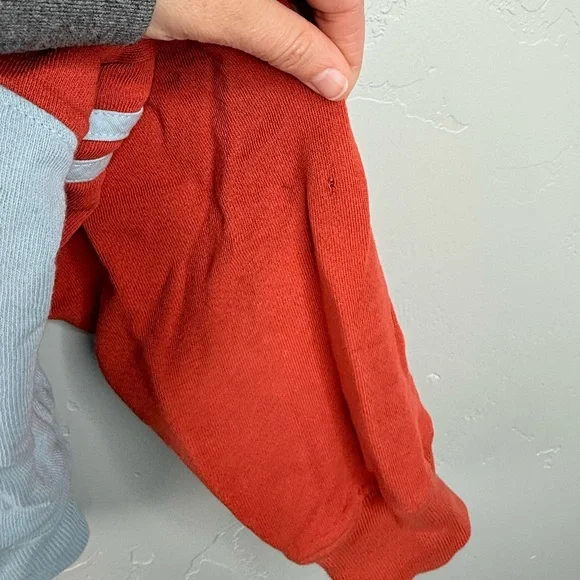 THE GREAT Cross Country Colorblock Cotton Sweatshirt Tomato Red Blue Medium - Picture 8 of 13